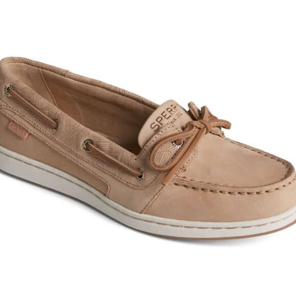 Sperry Women's Starfish 1-Eye Palm Embossed Boat Shoe in Tan - Picture 1 of 4